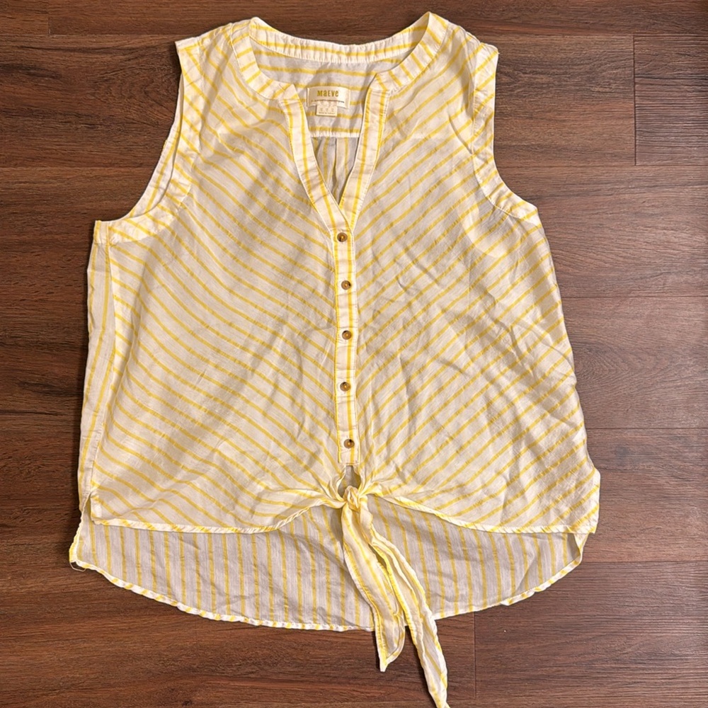 Maeve by Anthropologie Yellow and White Striped Top